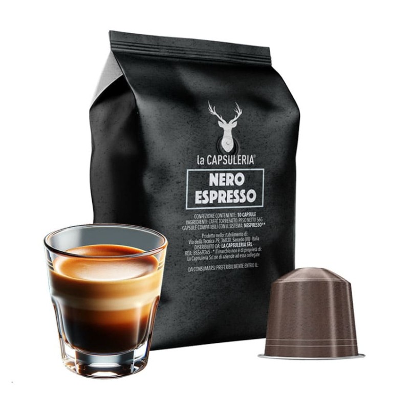 Macchina da Caffè per Capsule Nespresso Essenza Mini Nera + 14 Capsule  Originali Nespresso