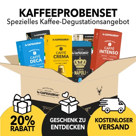 Superangebot - Kaffeekapseln Degustationsset + Geschenk zu entdecken + 5 Boni