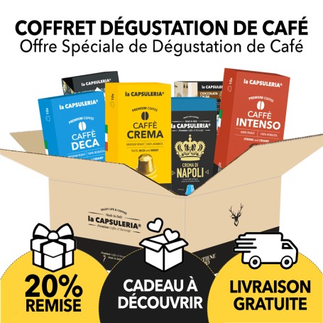 Super Offre - Coffret de dégustation de capsules de café + Cadeau à découvrir + 5 bonus