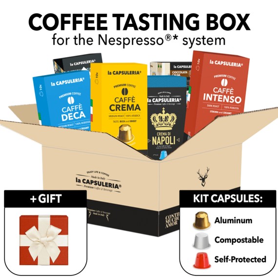 Compatible Nespresso capsules, tasting kit offer, coffee capsules