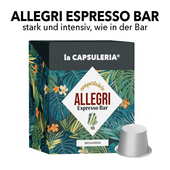 Nespresso kompatible Kapseln - Allegri Bar Kompostierbarer Kaffee Nespresso kompatible Kapseln - Allegri Bar Kompostierbarer Kaffee
